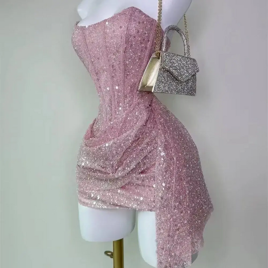 Cocktail Dress Luxury Sequin Women's Mini Dress Evening Short Dress Woman Party Dress Birthday Dress Customized New