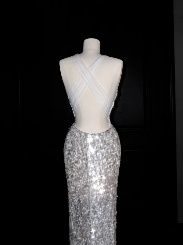 Gorgeous Mermaid Halter Sequin Long Prom Dress Party Dress Graduation