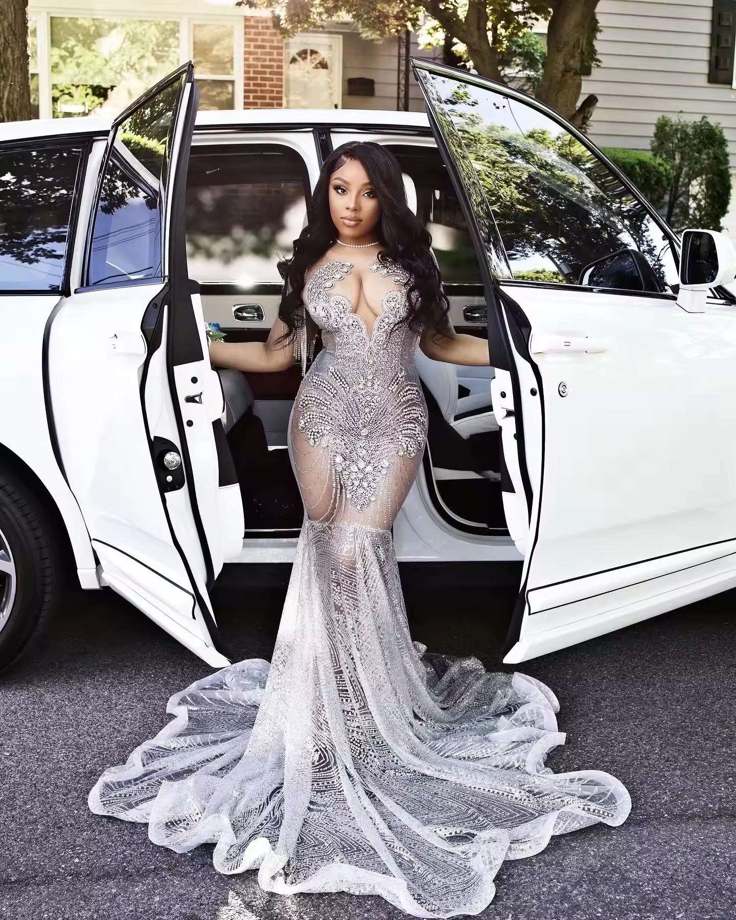 Silver Sexy Long Prom Dresses For Black Girls 2025 Beaded Evening Dress Gown Crystal Sequin Birthday Party Gowns Customized