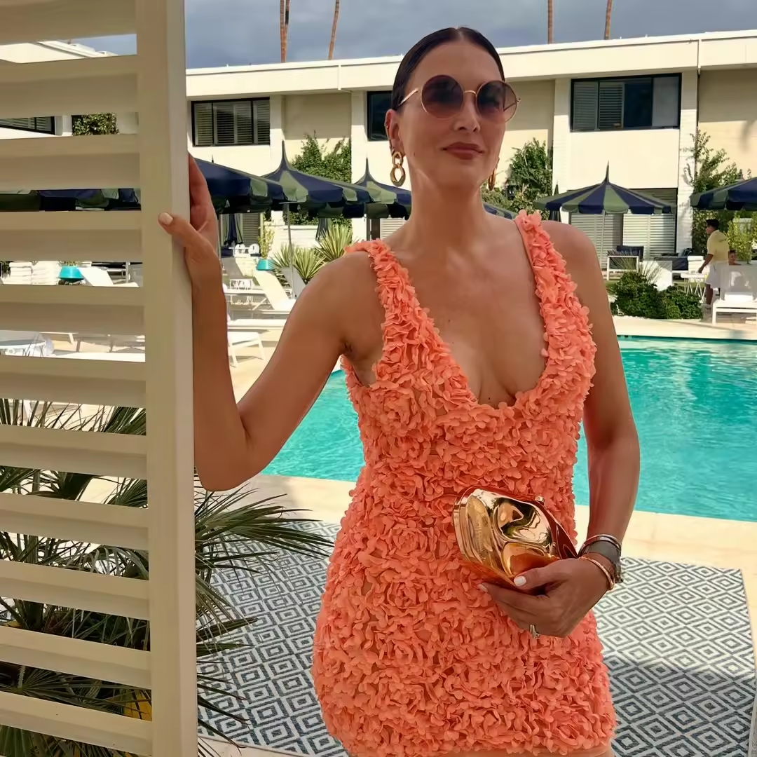 Summer Floral Applique Mini Dress Sexy New Arrivals Orange V Neck Bodycon Party Dresses Satin Birthday Dress