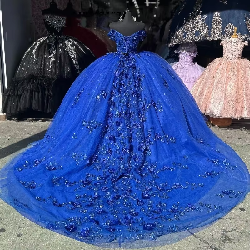 Royal Blue Ball Gown 15 Years Quinceanera Dress With Sequined Vestidos De Fiesta Birthday Evening Party Dresses