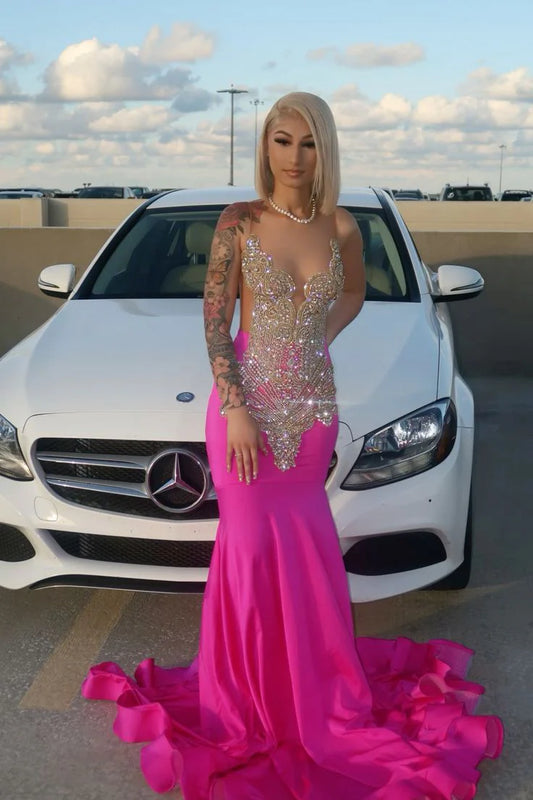 Evening Dress Beaded Long Mermaid Prom Dress