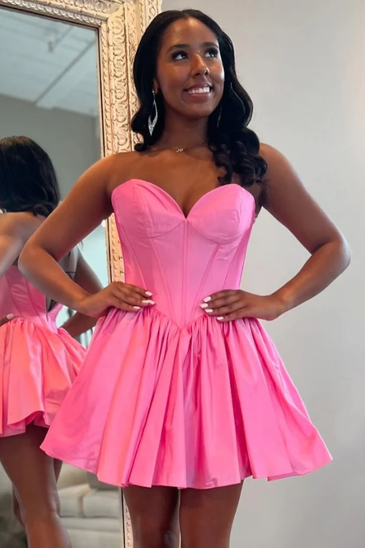 A-Line Strapless Back Zipper Homecoming Dress