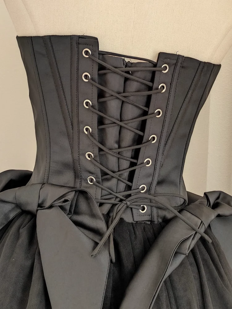 A line Strapless Black Travel Vacation Dresses Short Satin Birthday Dress