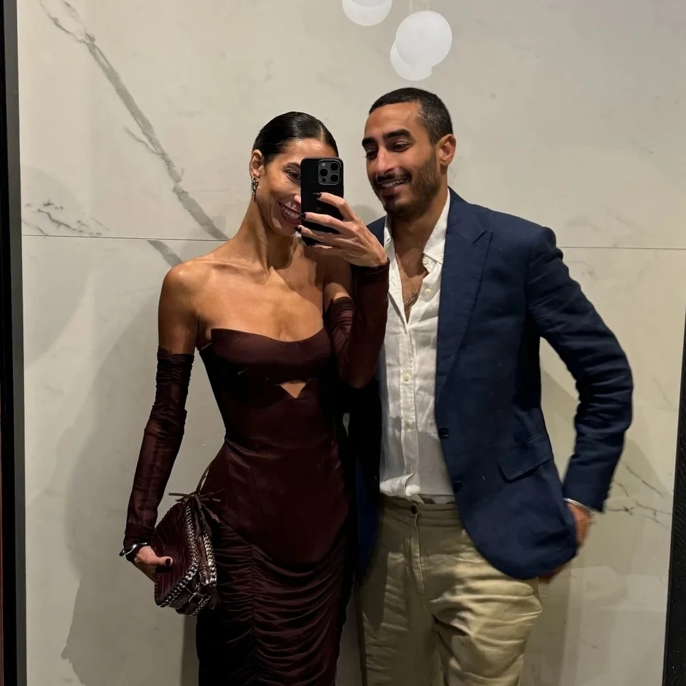 Brown Sheer Party Long Bespoke Occasion Gown Evening Dresses Prom Pastrol Unisex Jersey Retro Dubai Saudi Arabic Customized