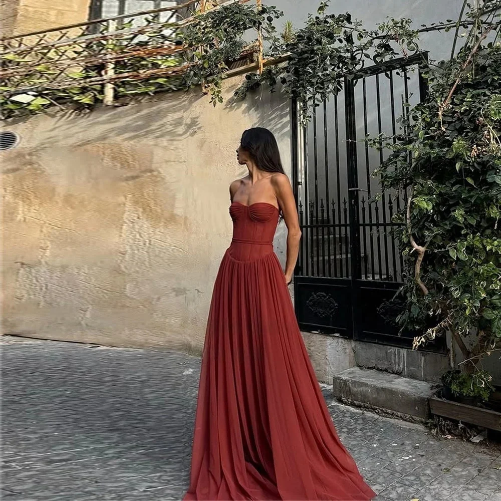Chiffon Sweetheart Long Bespoke Occasion Gown Evening Dresses Prom Pastrol Unisex Jersey Retro Dubai Saudi Arabic Customized