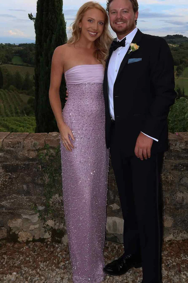 Classy Strapless Beaded Sleeveless Glitter Sheath Party Prom Dress
