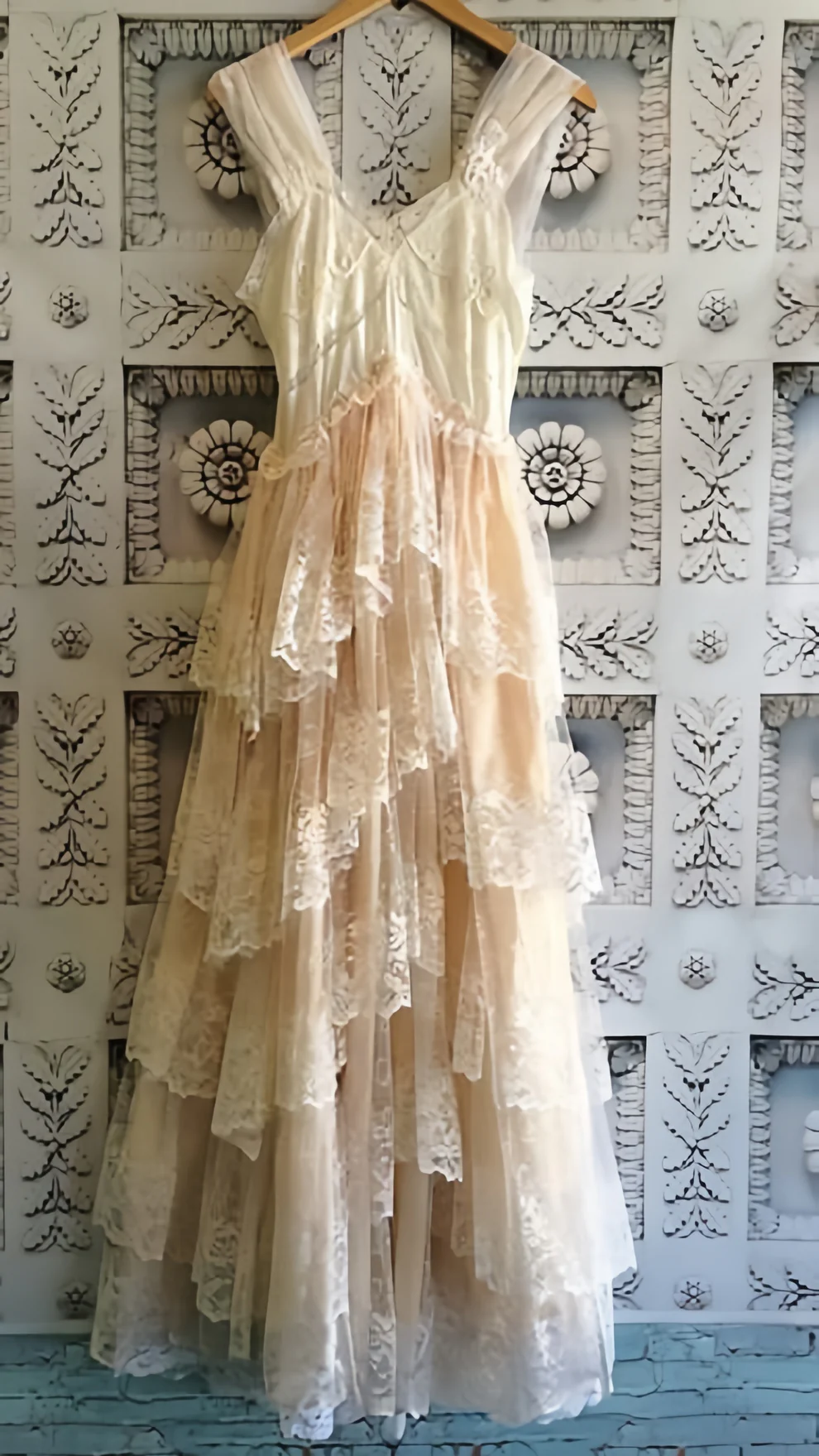 Cute Vintage Lace Champagne Prom Dresses Tulle Evening Party Dress