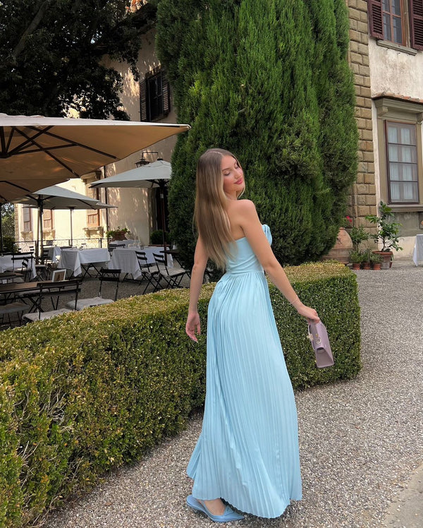 Elegant A Line Sweetheart Blue Chiffon Long Prom Dresses Party Dress 21st Birthday Outfits Graduation Dresses