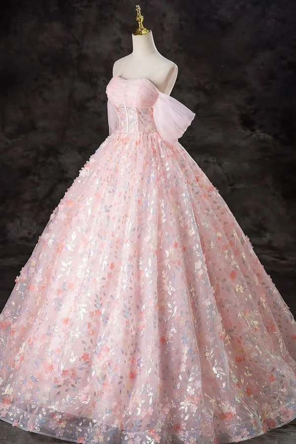 Gorgeous A-Line Off Shoulder Sleeveless Pleated Ruched Fully Sequins Appliques Pink Tulle Prom Party Dress Formal Evening Gown Birthday Party Dress