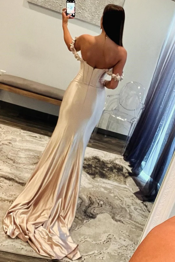 Gorgeous Mermaid Off Shoulder Sleeveless Flowers Pleated Floor Length Back Zipper Prom Party Dress Evening Formal Gown