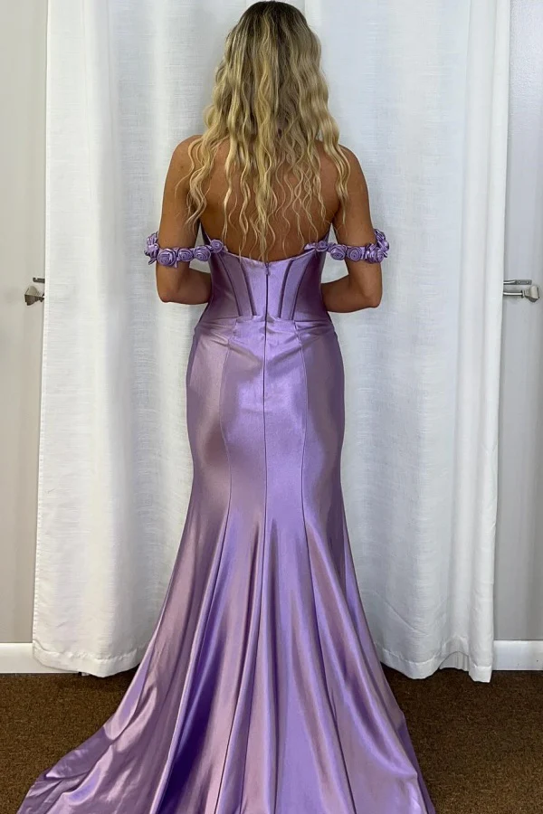 Gorgeous Mermaid Off Shoulder Sleeveless Flowers Pleated Floor Length Back Zipper Prom Party Dress Evening Formal Gown