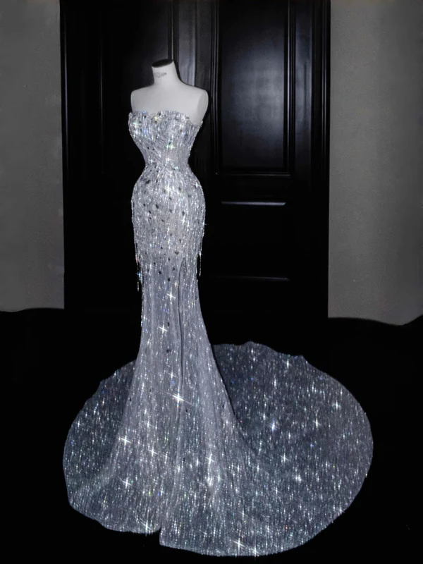 Gorgeous Mermaid Sweetheart Sequin Long Prom Dress Party Dress Graduation Dresses