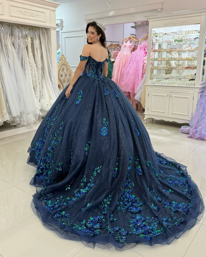Gorgeous Off Shoulder Tulle Appliqued Beaded Sweet 16 Quinceanera Dresses