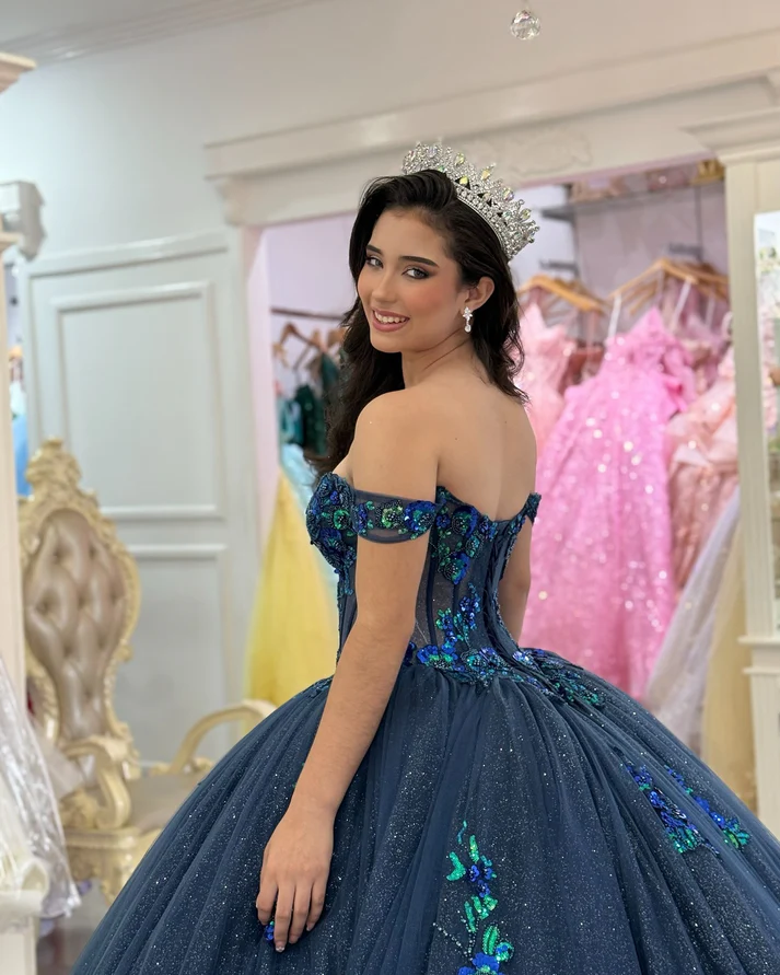 Gorgeous Off Shoulder Tulle Appliqued Beaded Sweet 16 Quinceanera Dresses