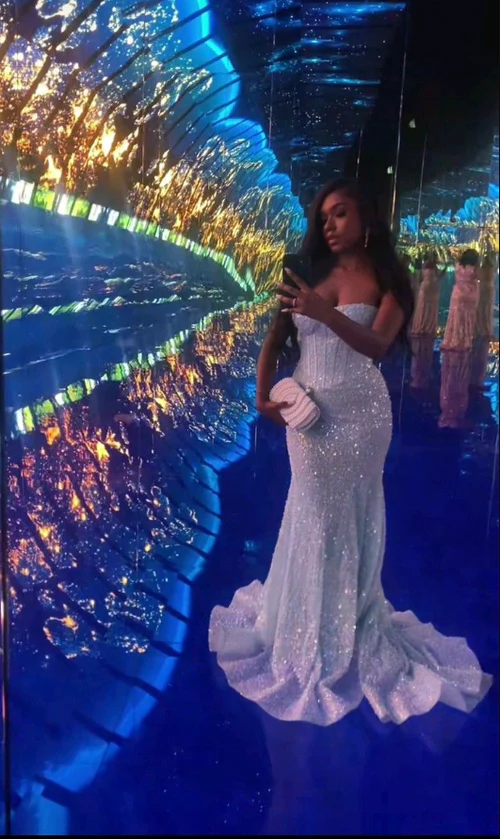 Light Blue Mermaid Long Prom Dresses Formal Evening Dress