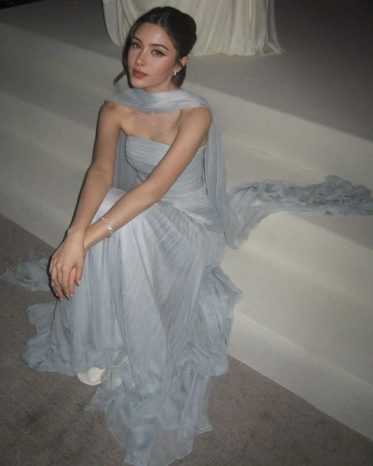 Long Prom Dress Strapless A-Line Formal Occasion Dress Elegant Simple Prom Evening Dress