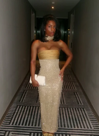 Mermaid Strapless Long Yellow Sequin Satin Party Dresses Prom Dresses