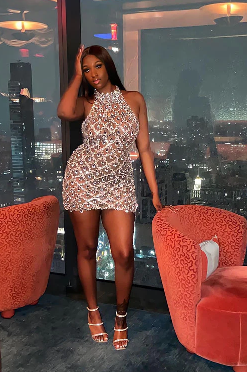 Beaded Midnight Mini Rhinestone Dress
