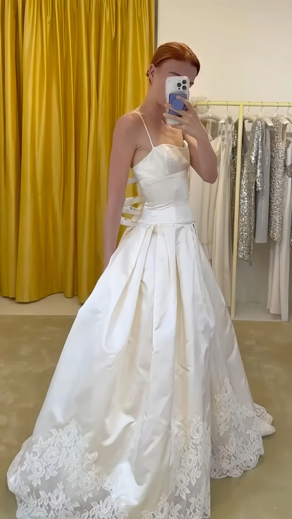 Off White Bridal Gown Spaghetti Straps Lace Wedding Dresses, Prom Ball Gown