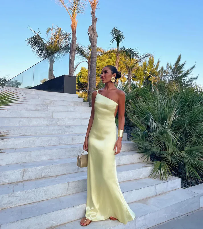 One Shoulder Sleeveless Sheath Formal Dress