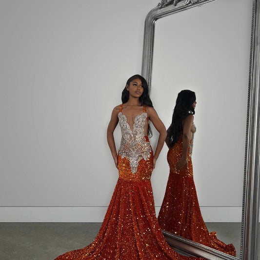 Women's Orange and Silver Dress