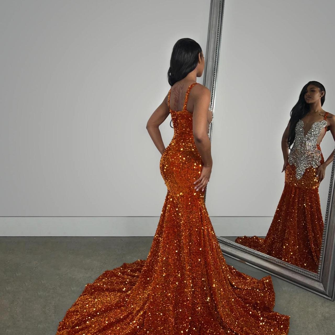 Women's Orange and Silver Dress