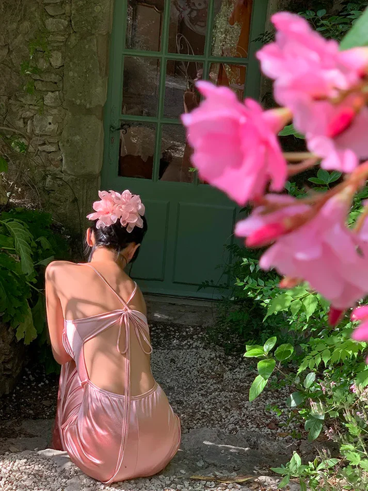 Peaches Pink Sheath Spaghetti Strap Satin Long Prom Dress Evening Dress