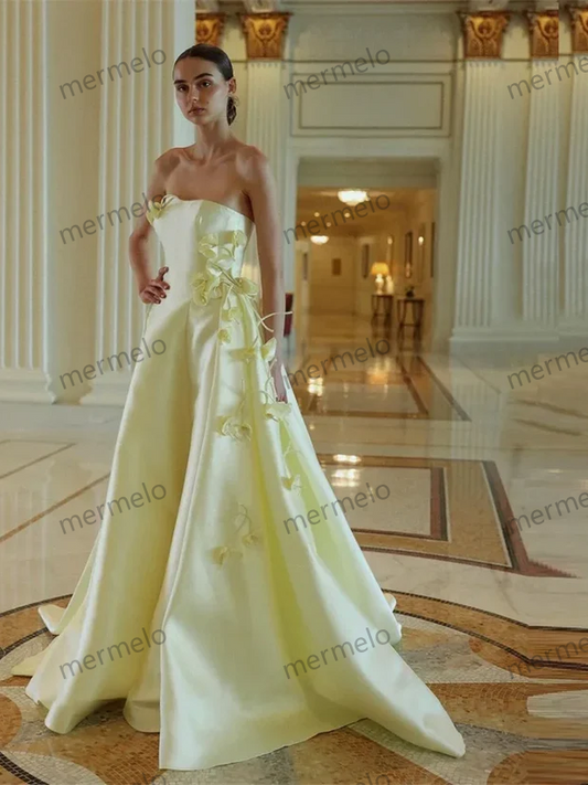 Evening Dress Formal Saudi Arabia Strapless A-line Floor Length Skirts Open Back Draped Sleeveless