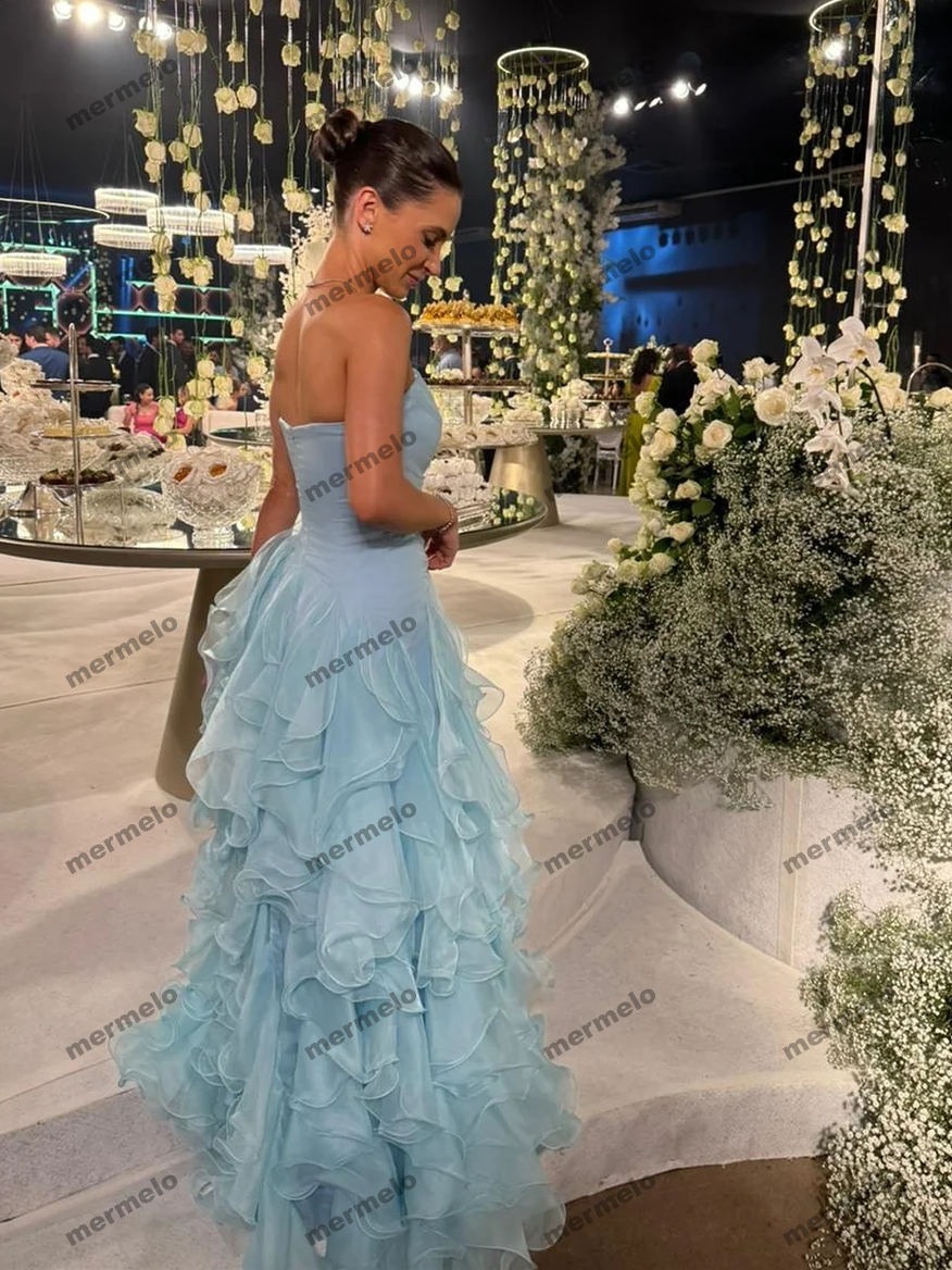 Tulle Ruffles Formal Prom Party Dresses A-line Backless Court Evening Prom Gown