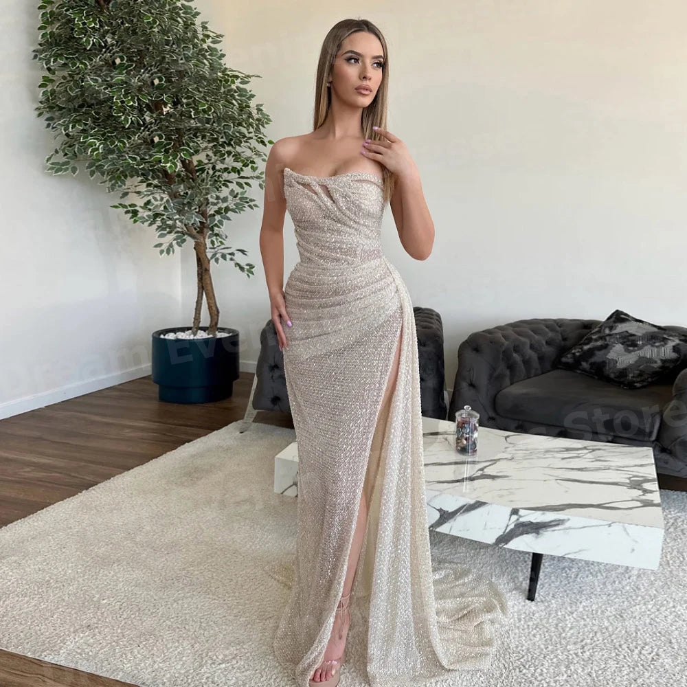 Gold O N Long Prom Dresses For Black Girls Beaded Crystal 2025 Birthda