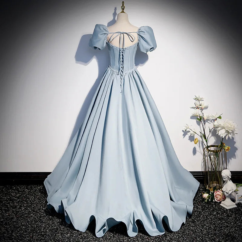 Quinceanera Dress Elegant Corset Ball Gown Satin Prom Dresses Short Puffy Sleeves Evening Gown Quinceanera Gowns Formal Dresses