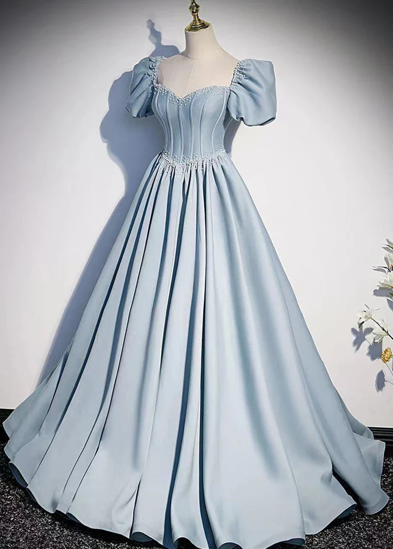 Quinceanera Dress Elegant Corset Ball Gown Satin Prom Dresses Short Puffy Sleeves Evening Gown Quinceanera Gowns Formal Dresses