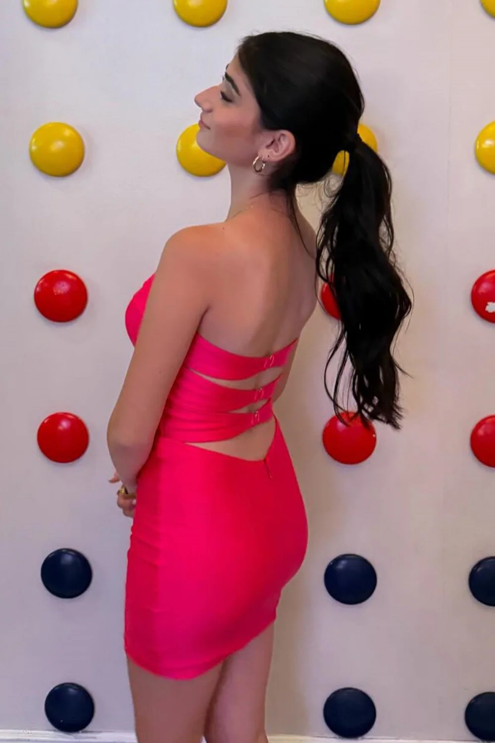 Sheath Strapless Sleeveless Backless Homecoming Dress