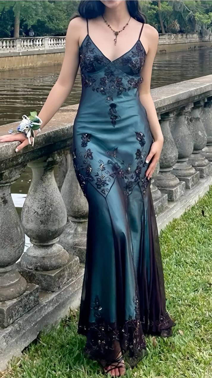 Spaghetti Straps Tiered Long Evening Dresses,Chic Prom Gown Y2053