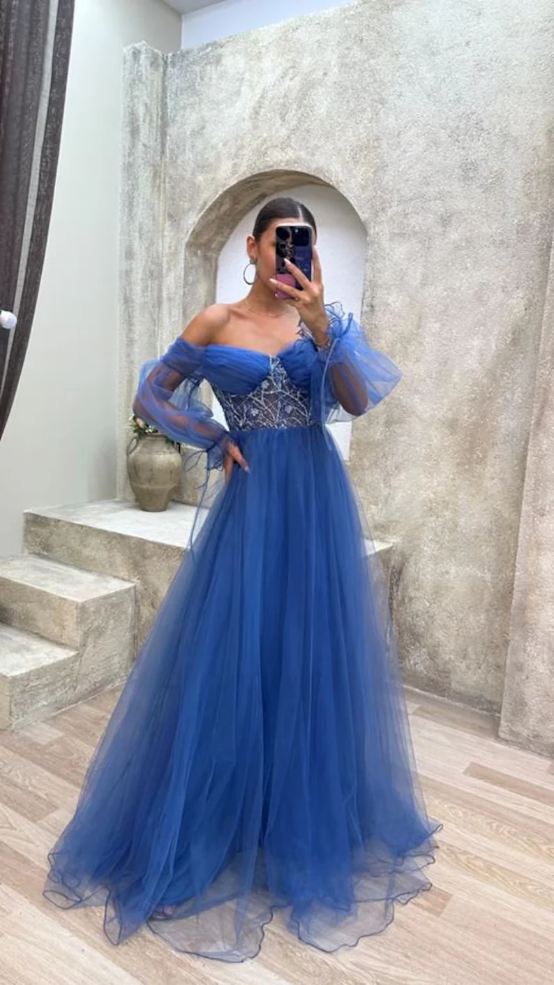 Strapless mint green corset tulle dress prom dress evening gown