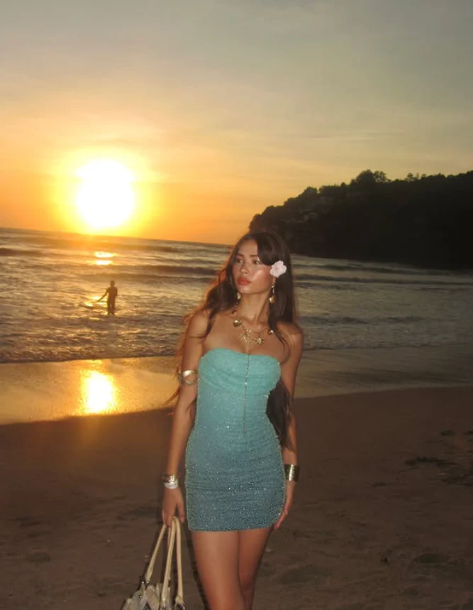 Stunning Sheath Strapless Beaded Blue Ombre Tulle Short Homecoming Dress Vacation Dress