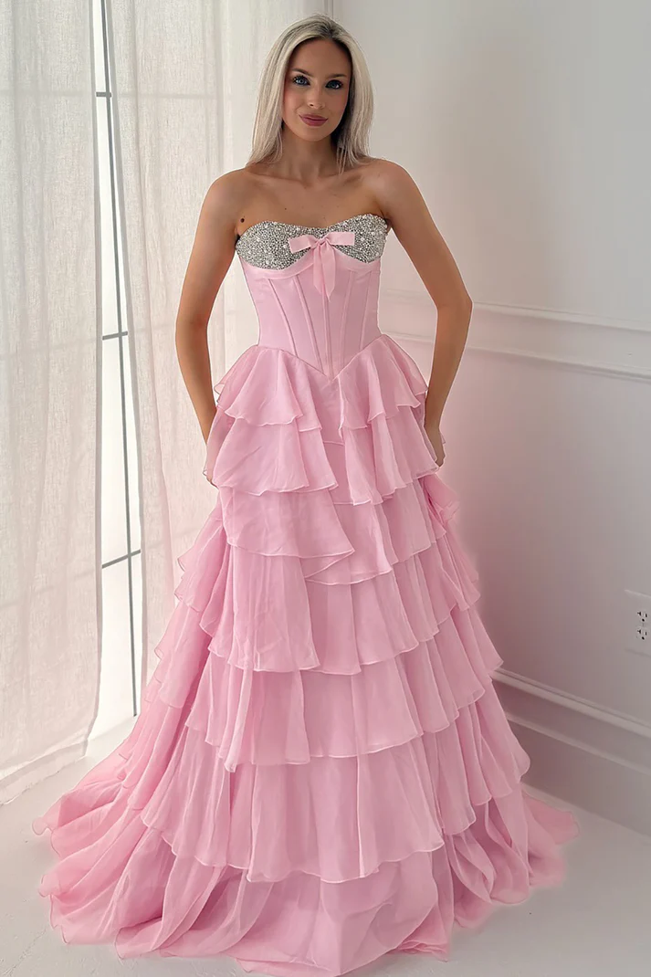 Criss Crossed Off-Shouldered Beaded Prom Dress c2200 main image 1