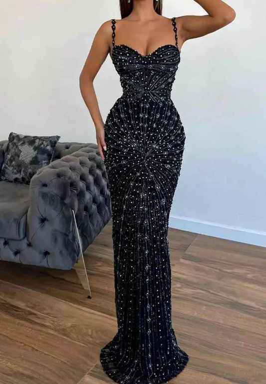 Sweetheart Sleeveless Appliques Sparkly Prom Dress