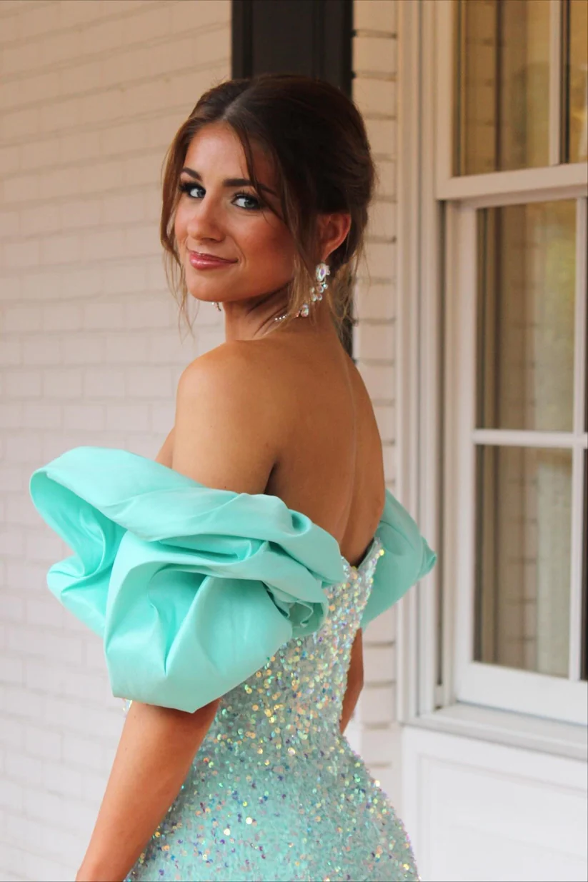 Tiffany Blue Sweetheart Sequin Mermaid Dress