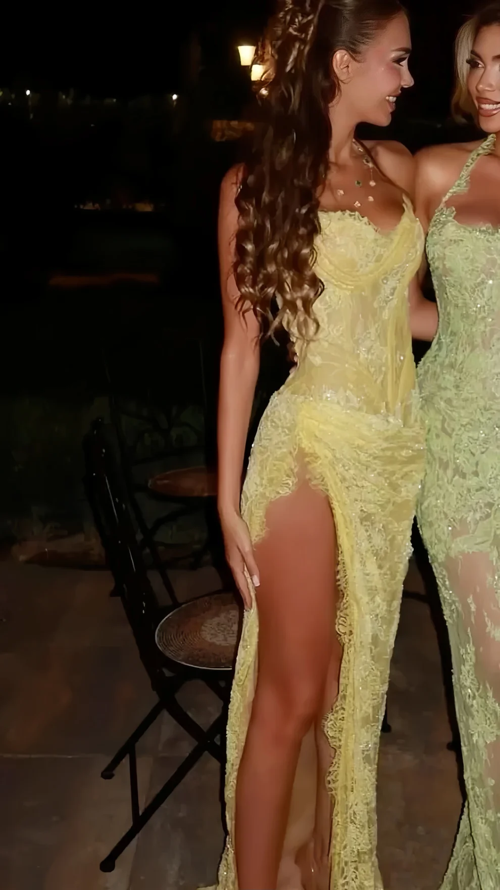 Yellow Lace Bodycon Party Dresses Sweetheart Slim Prom Evening Dress