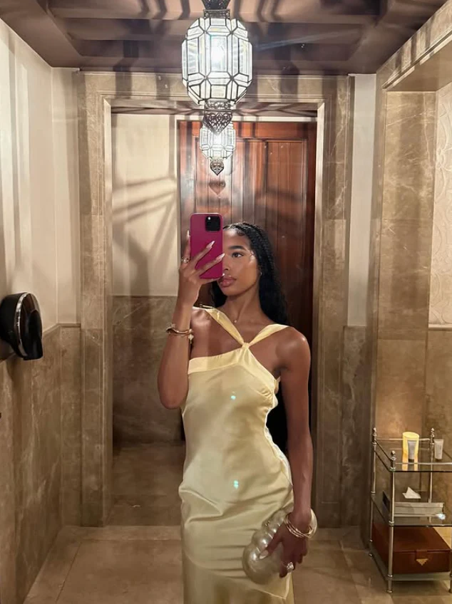 Yellow Sheath Halter Satin Open Back Prom Dress Wedding Guest Dress