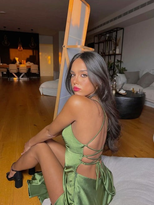 Green Sexy Spaghetti Straps Prom Dress Long Evening Dresses With Split