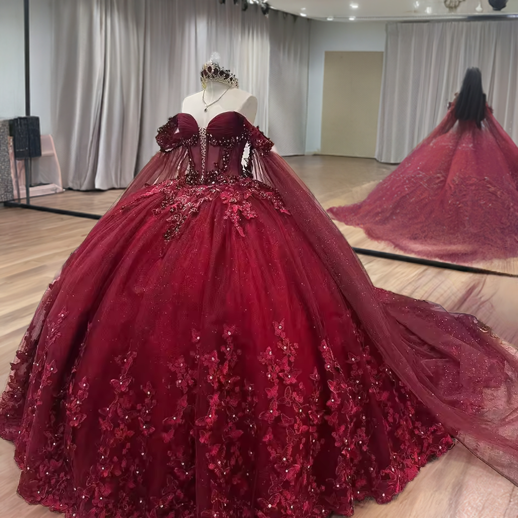 2025 Luxury Red Quinceanera Dresses With Floral Applique Sweet 15 Girls Birthday Gowns Customized