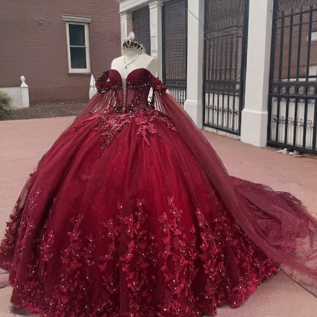 2025 Luxury Red Quinceanera Dresses With Floral Applique Sweet 15 Girls Birthday Gowns Customized