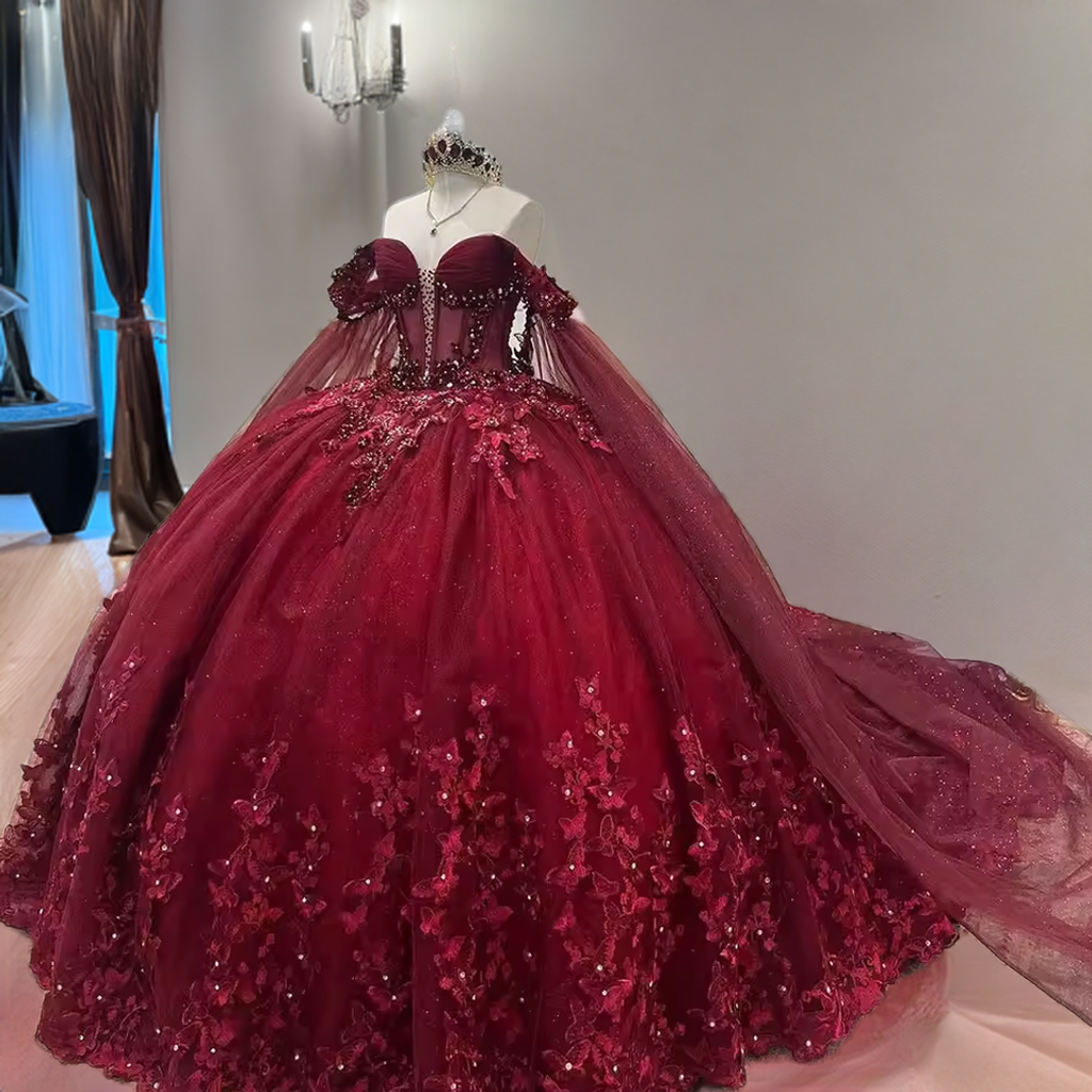2025 Luxury Red Quinceanera Dresses With Floral Applique Sweet 15 Girls Birthday Gowns Customized