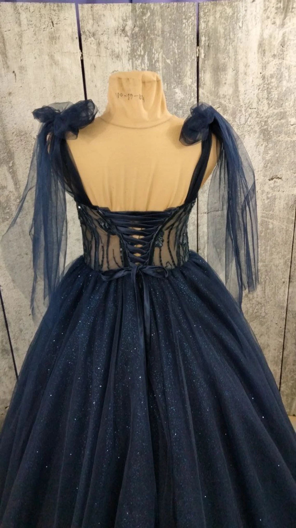 Tulle Dark Blue Party Dress, Prom Evening Dress, Off Shoulder Gown, Prom Dress, A-Line Party Dress, Maxi Corset Dress, Elegant Evening Dress