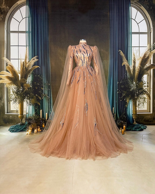 Sparkling Evening Dress Evening Dress Models Orange and Blue Color Evening Dress Evening Dresses Engagement Dress