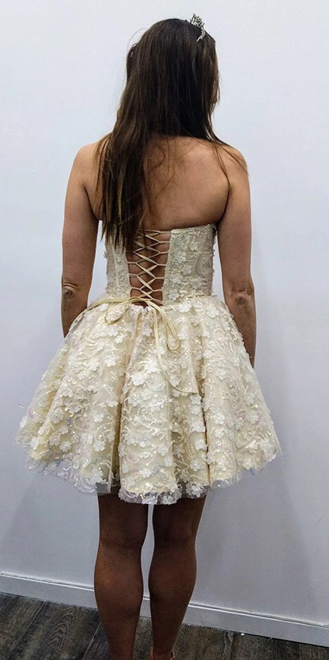 Champagne Prom Dress Evening Dress Bridal Dress Special Occasion Dress Party Dress Lace up Corset Boning