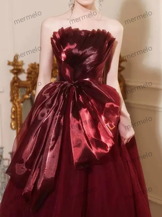 Red Tube Prom Dress, Tulle Prom Dress, Lace Prom Dress, Cocktail Party Dress, Evening Dress, Long Ball Gown, Princess Dress, Party Dress